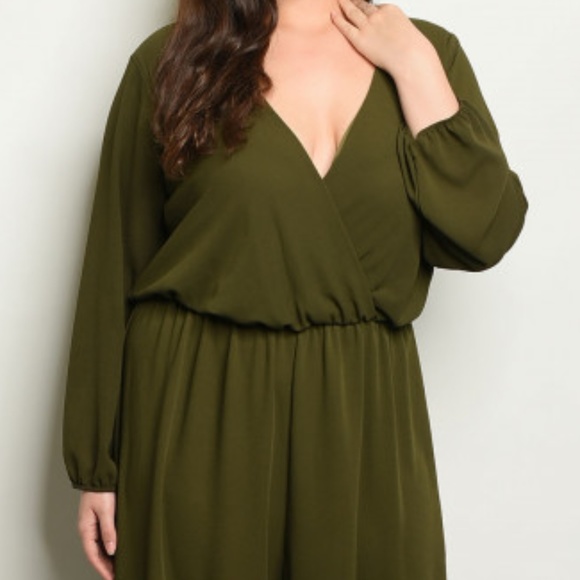 OLIVE PANT JUMPSUIT 1X, 2X & 3X - Picture 2 of 7